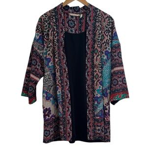 Soft Surroundings Quilted Colorful Kimono Jacket Large Lagenlook Artsy Bohemian